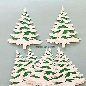 12 Snow Pine Tree Die Cuts Embellishments Christmas Pre Made Scrapbook Cards Ebay