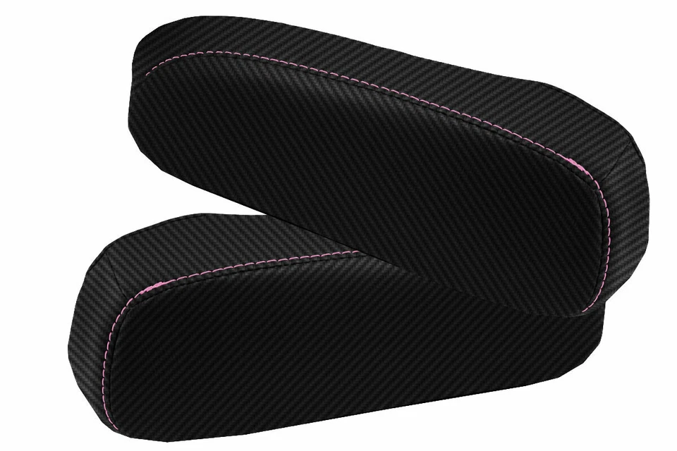Cubierta de reposabrazos de asiento de fibra de carbono para GMC Safari 1985-1994 puntada negra rosa Foto 2 de 4