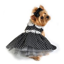 Polka Dot Dog Dress - Black and White Small