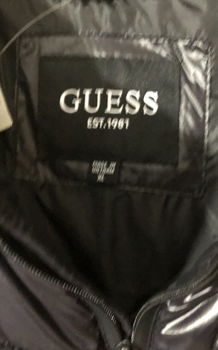 Guess Jacket Men’s Glossy Coat Puffer Bubble Outdoor Zip Up Warm Black XL NWT - Picture 6 of 9