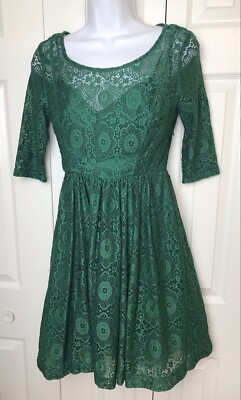 New Anthropologie PLENTY TRACY REESE Estella Lace Dress Emerald Green Flare  Sz 0 | eBay