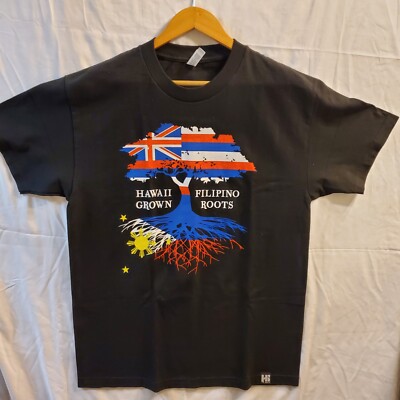Hawaii Grown With Filipino Roots HI Ninth Black T-Shirt Sz Large Hawaiian  Flag