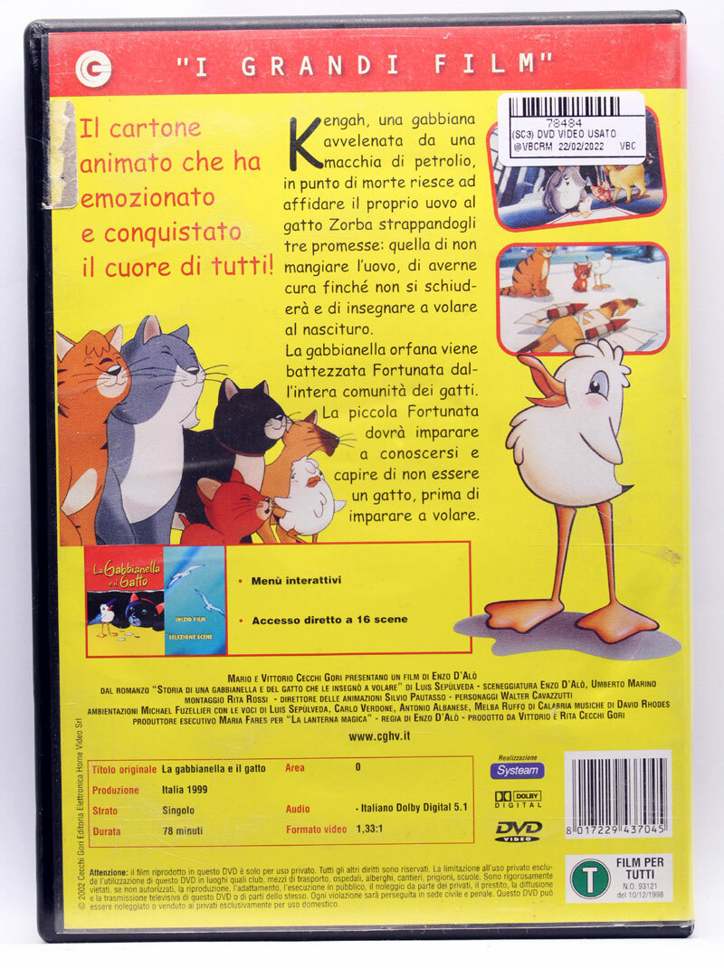 LA GABBIANELLA E IL GATTO ENZO DALO' ANIMAZIONE DVD