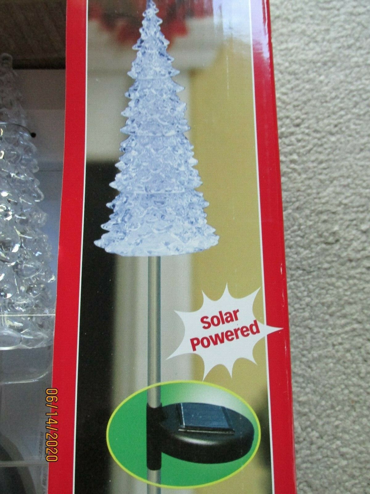 Set of 2 Solar LED Lawn Stakes Christmas Tree eBay