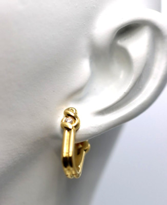 Sterling Silver 925 Gold Plated Yellow GP CZ Huggies Earrings -Free post