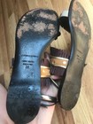 GIANMARCO LORENZI RARE BROWN & GOLD LEATHER SANDALS FRINGE DETAIL WOMENS SZ 38|8 — photo 9