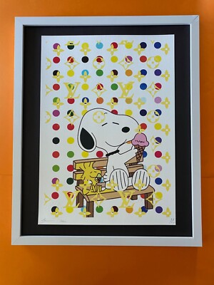 Death NYC LG Framed 16x20in Pop Art Original Certified / Snoopy Hirst Dots LV 2