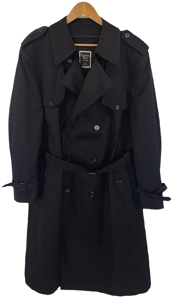 Christian Dior Monsieur Trench Coat Mens 44 Black Classic Christian Dior Monsieur Trench Coat Mens 44 Black Classic
