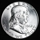 GEM BU UNCIRCULATED UNC MS 1962 SILVER  FRANKLIN HALF DOLLAR BRILLIANT LUSTER