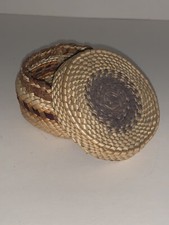 Vtg Native American Makah Nootka Lidded Basket Trinket Box Pacific Northwest