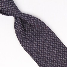 John G Hardy Mens Silk Cotton Necktie Blue Gray Diamondplate Check Tie Italy