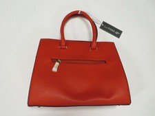 NWT New LA TERRE Bright Red Handbag shoulder strap standing tote faux leather