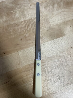 Vintage prestige Made In England bread cutting knife White Handle FREE SHIPPING