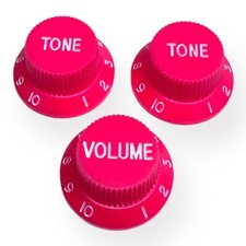 AxLabs Strat-Style Knob Set 3 , Hot Pink with White Font