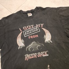 VTG Y2K Razor-Back Tools FADED DISTRESSED Mens L Large Black Graphic T Shirt