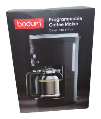 Bodum Kaffeemaschine für 12 Tassen, Filterkaffee  1,5L Glaskanne Programmierbar