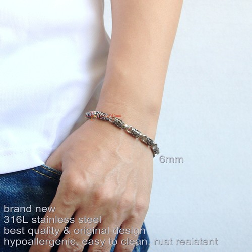 Retro Stainless Steel Tibetan Tribal Totem Chain Bracelet Men's Women's Necklace - Picture 2 of 26