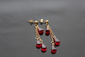 Authentic Ruby Resonance Pomegranate Seed Golden Talisman Earrings