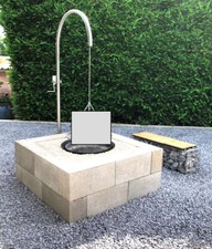 Schwenkgrill Edelstahl Grillgalgen 70 cm Kurbel Beleuchtung Dreibein Libatherm