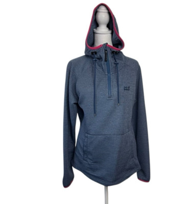 JACK WOLFSKIN Hoodie Womens Medium Blue NANUK DYNAMIC Pullover Sweatshirt Top