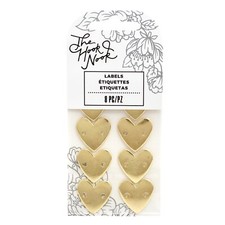 The Hook Nook Sew-On Project Labels -Gold Metal Hearts 8/Pkg