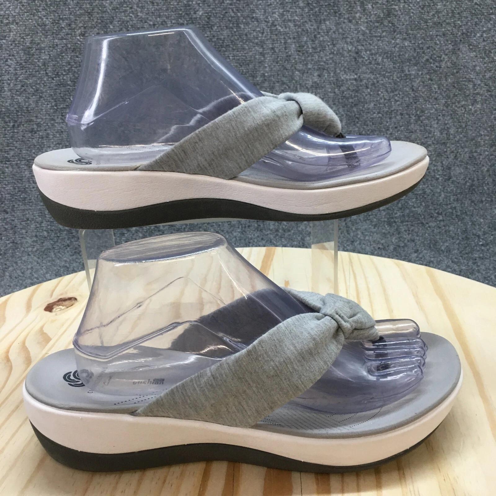 Clarks Ciabatta Donna 10M Grigio Arla Glison Morbida Cuscino Perizoma Slip On Casual