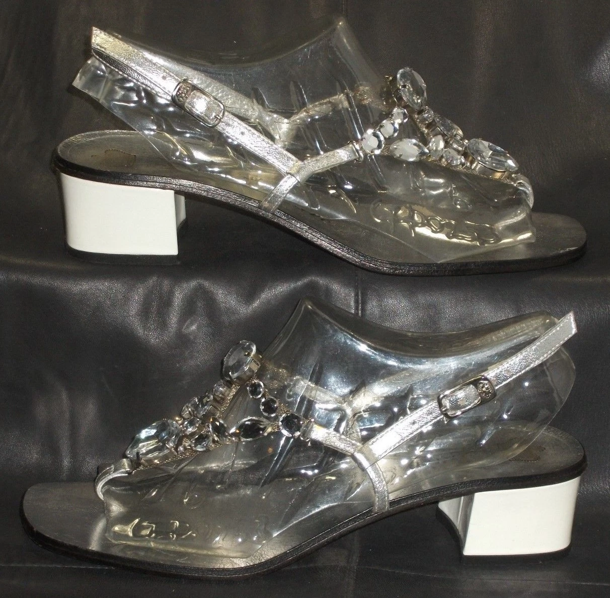 MBT Sandali slingback Juicy Couture donna argento con perizoma in pelle bianca misura 6 1 2M