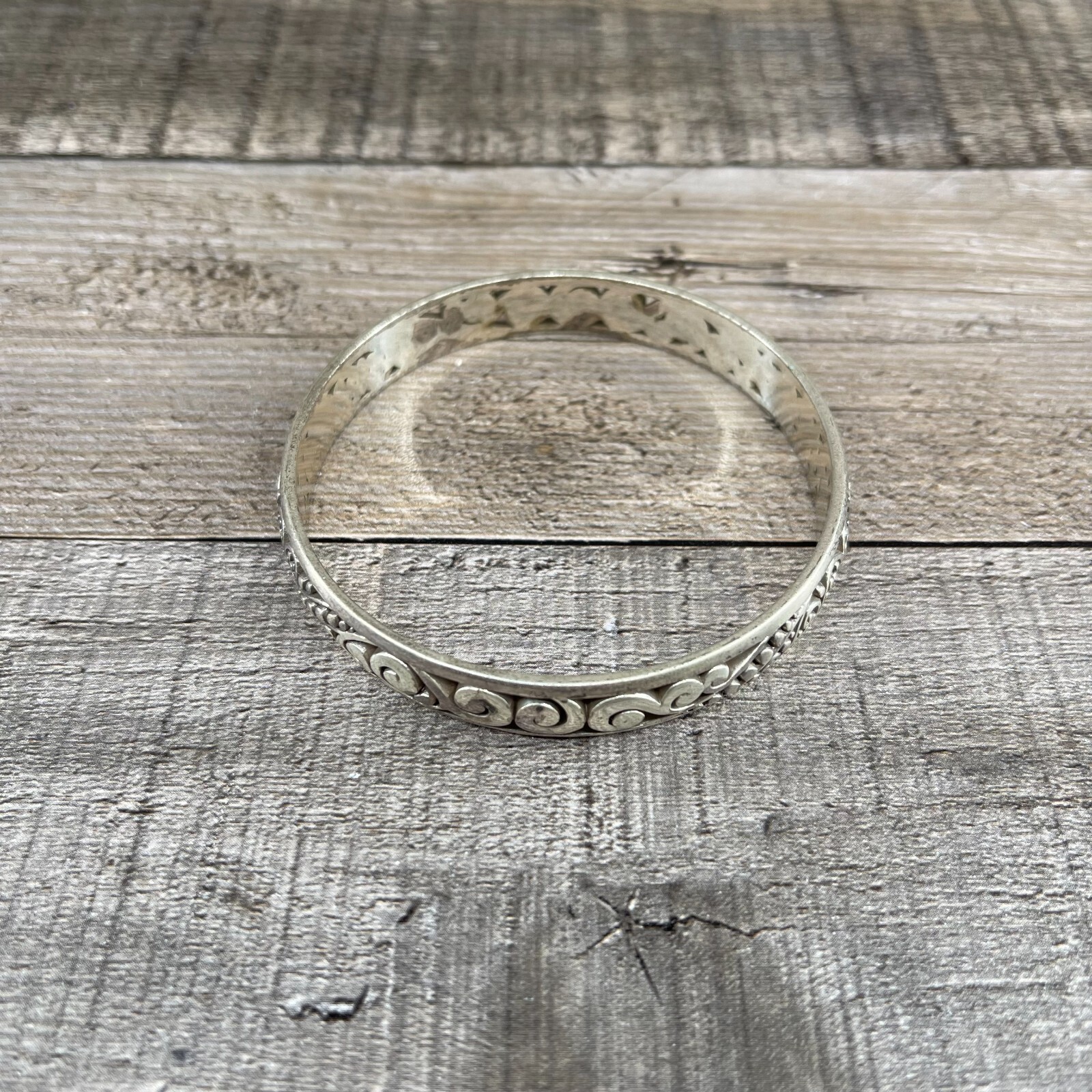 Boho Silver Bangle Bracelet - image 5