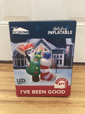 Joiedomi 6 Foot Holiday Penguin Tree Good Inflatable LED Lights Christmas Yard  