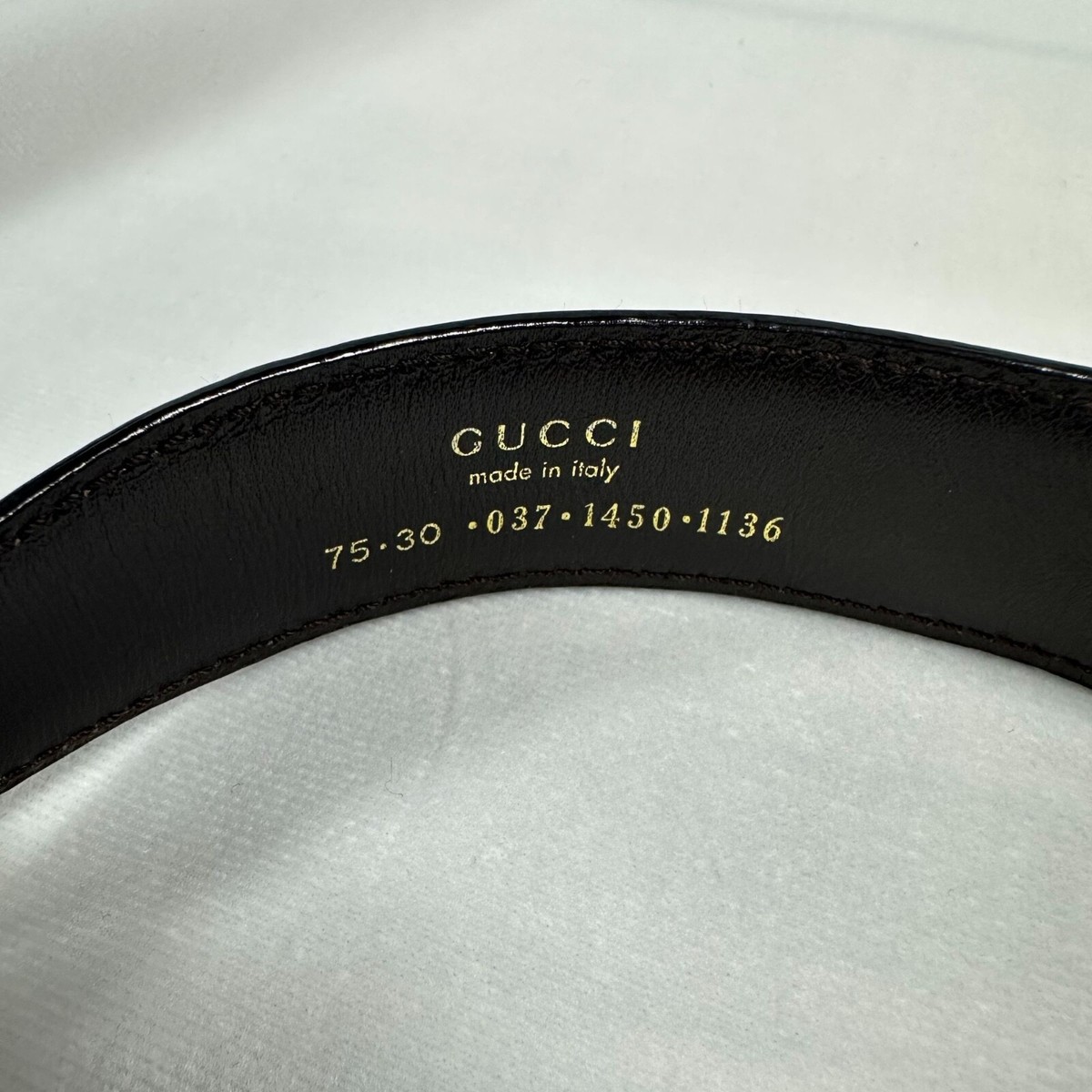 GUCCI TOM FORD 1996 ICONIC GOLD LOGO BROWN LEATHER BELT (75