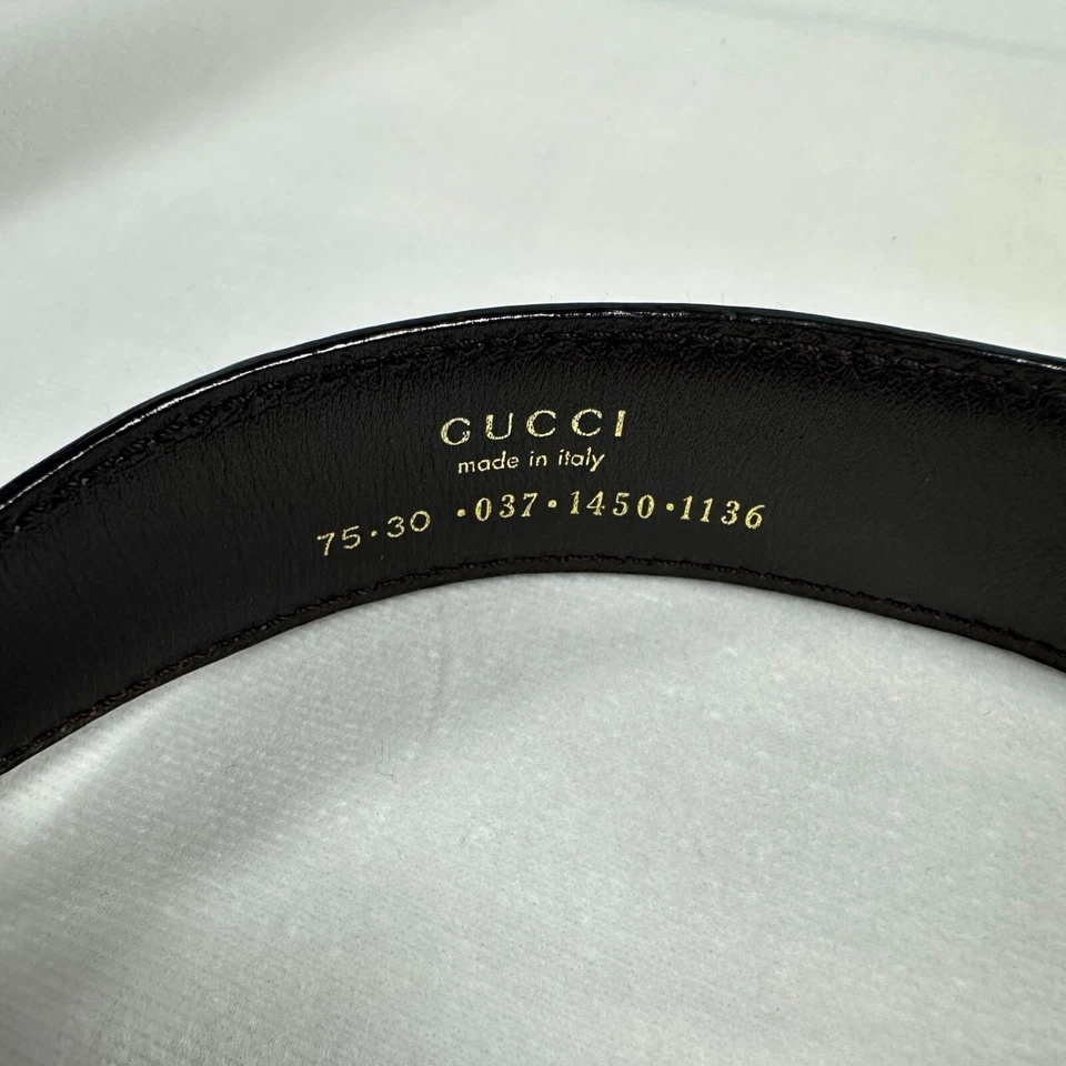 GUCCI TOM FORD 1996 ICONIC GOLD LOGO BROWN LEATHER BELT (75/30) - Image 2 of 4