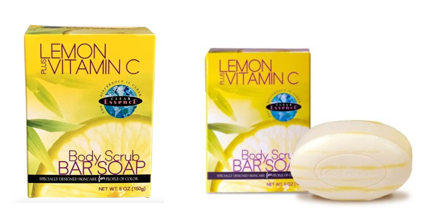 Clear Essence Lemon Plus Vitamin C Body Scrub Bar Soap 5oz 150g ( Pack of 2 )