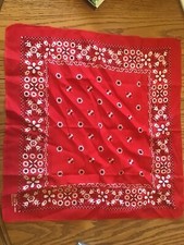 VTG Red Bandana RN 13960 Fast Color Made in USA 100 Cotton Handkerchief