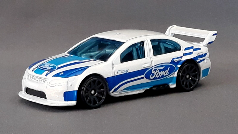 Hot Wheels Ford Falcon Race Car Blue & White 10 Spokes '12 New Models Loose Mint