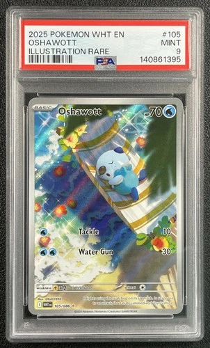 OSHAWOTT PSA 9 2025 POKEMON WHITE FLARE #105/086 WHT EN ILLUSTRATION RARE IR 395