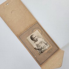 Antico ritratto di bambino, cartella di cartone, Elkhart, IN