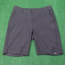 Pebble Beach Golf Shorts Mens 34 Gray Check Microfiber Bermuda Pockets 9 Inseam