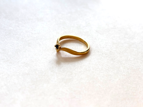 VINTAGE ESPO MODERNIST 18KT HGE (GOLD PLATED) FX SAPPHIRE RING; SZ 6.5