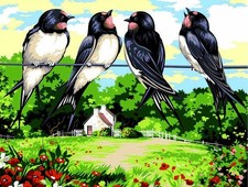 Seg De Paris Needlepoint canvas for halfstitch without yarn The Swallows SE92...