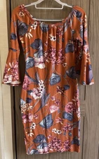 IRIS Womens Elastic Neck Tulip Sleeve Dress Size S