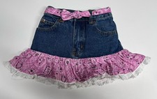 Kiddie Korral Girls Denim Bandana Ruffled Cowgirl Skirt Pink Size 4 Western