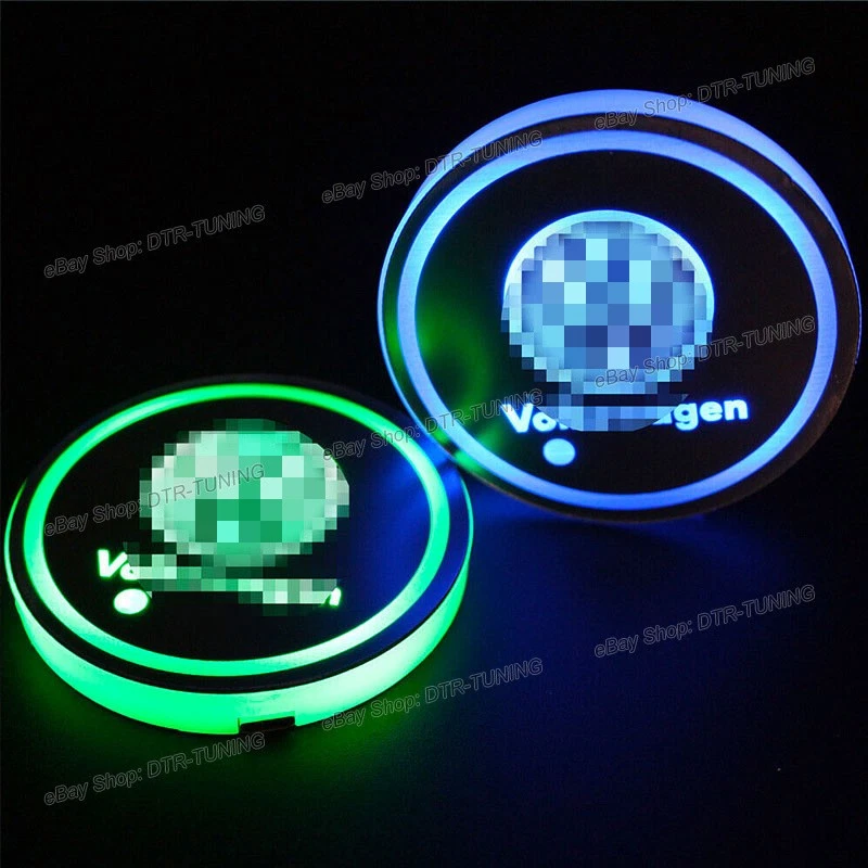 2x Luces LED portavasos USB de 7 colores para automóvil decoración ambiental aptas para Atlas Golf R Taos Foto 4 de 4