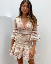 Zimmermann Dress Size 1 AU 8 /US 4 Lovelorn Flutter Mini Pink Floral Lace
