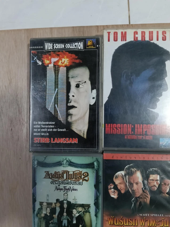 RARE Thai Subtitles VHS Lot 6 – Die Hard, Heat, Mission Impossible, Willow, Adda Foto 2 de 4