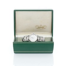 Rolex Oysterdate Midsize Precision Vintage Silver Stick Dial Watch W/Rolex Box