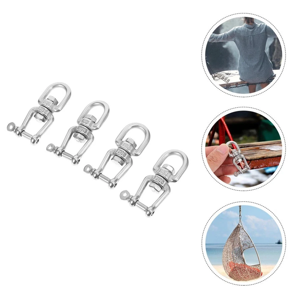 4pcs Durevole anelli girevoli durevoli in acciaio inox anelli girevoli (argento) - Immagine 3 di 4