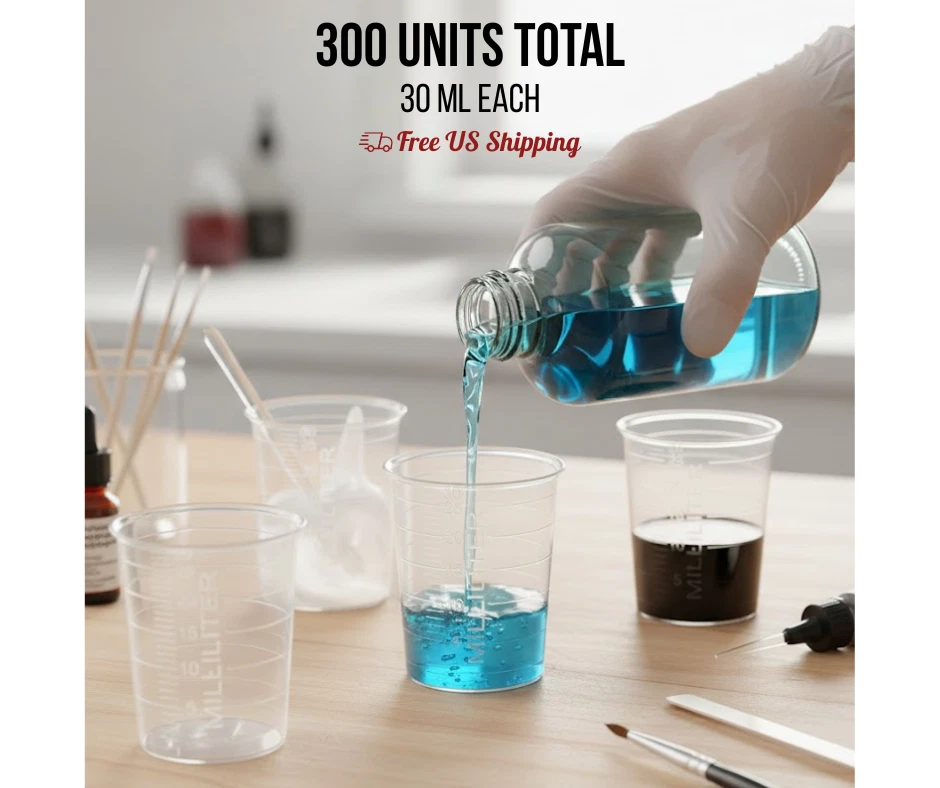 30 ml Measuring Scale Cups Transparent Plastic Container 300 Units Total