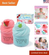 Stress Relief 2-Pack Cloud Slime Gift Set: Mint  Watermelon Charms Included