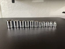 Snap-on 211FSY 3/8" Drive SAE 6-Point Shallow Socket Set 1/4"-7/8" 11-Pc w/ Rail