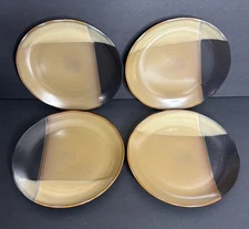 4 Sango Gold Dust Black Salad Plates 8" Farmhouse Country Retired
